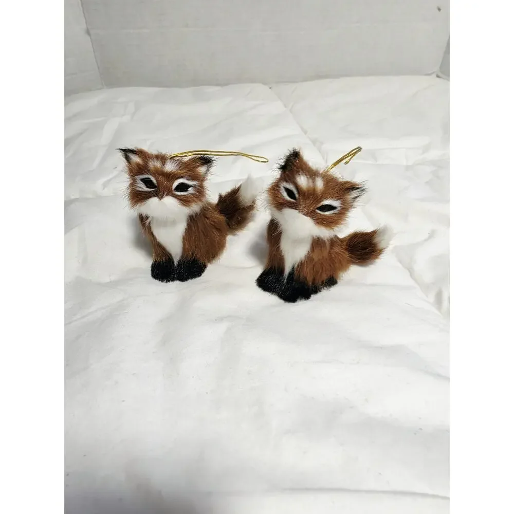 Fox Christmas Ornament Set of 1 Brown White 3